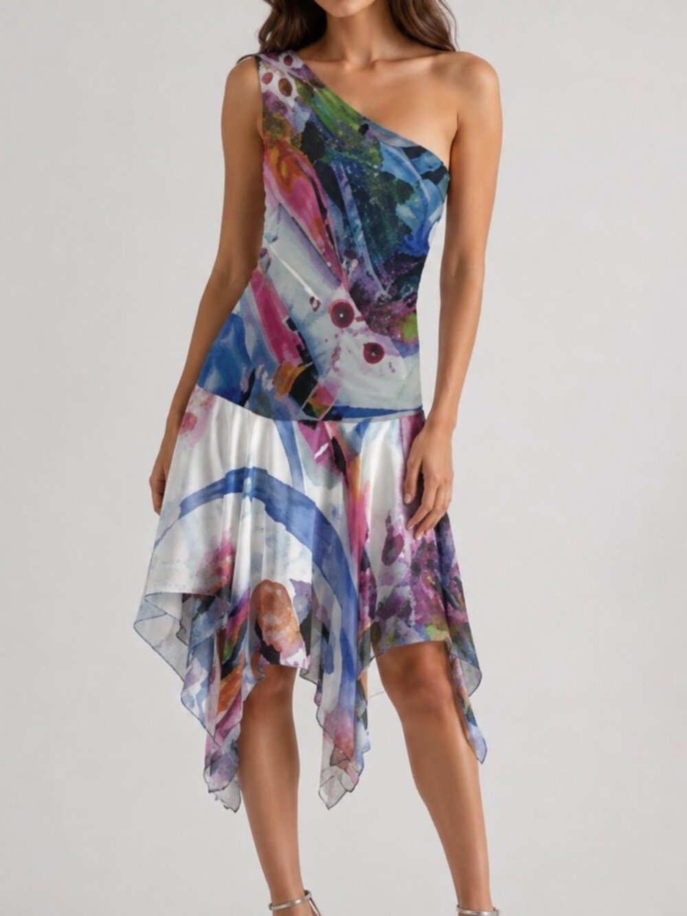 Alberto Makali Vibrant Asymmetrical Dress size Large
